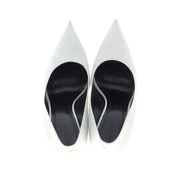 Celine Demi Pointed Toe Wedges Pumps in White Leather - Picture 5 of 6